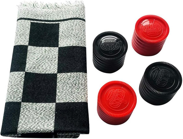 3-in-1 Classic Board Game Set - Reversible Chess Mat for Indoor/Outdoor Family Fun