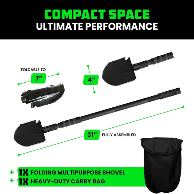 🛠️ Ultimate Survival Shovel – All-in-One Outdoor Multi-Tool