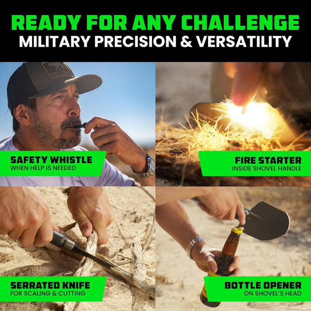 🛠️ Ultimate Survival Shovel – All-in-One Outdoor Multi-Tool