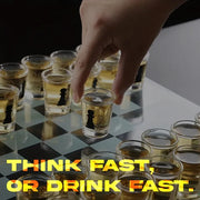 Glass Chess Shot Game, Chess Board with Shot Glass Chess Pieces, Clear Glass and Frosted Glass, Chess Drinking Game