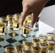 Glass Chess Shot Game, Chess Board with Shot Glass Chess Pieces, Clear Glass and Frosted Glass, Chess Drinking Game