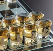 Glass Chess Shot Game, Chess Board with Shot Glass Chess Pieces, Clear Glass and Frosted Glass, Chess Drinking Game